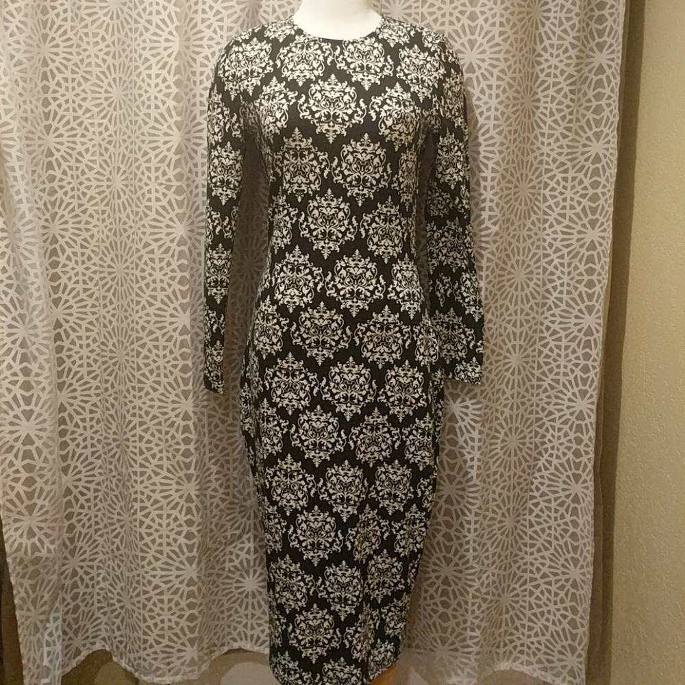 Poppy Lux ASOS Brocade Paisley Long Sleeve Dress 8